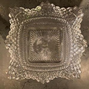 Clear Ruffled Vintage Cut Glass 7” Candy Dish, 1-1/2 “ h